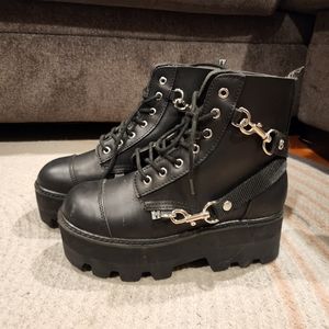 T.U.K. heel strap platform boots